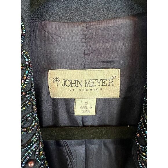 JOHN MEYER OF NORWICH blue wool beaded evening cocktail blazer coat 10 NWOT - Picture 5 of 9